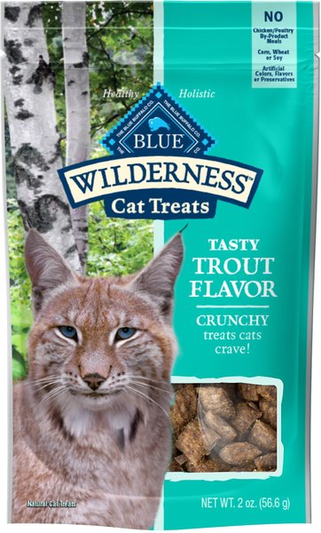 Blue Buffalo Wilderness Trout Formula Crunchy Grain-Free Cat Treats, 2-oz bag, bundle of 4 slide 1 of 6