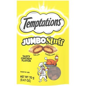 Temptations Jumbo Stuff Tasty Chicken Flavor Cat Treats, 2.5-oz bag, bundle of 4