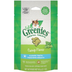 Greenies Feline Catnip Flavor Adult Dental Cat Treats, 2.1-oz bag, bundle of 2