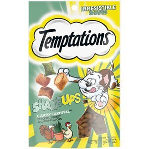 Temptations ShakeUps Clucky Carnival Chicken, Turkey & Catnip Flavor Cat Treats, 2.47-oz bag, bundle of 6