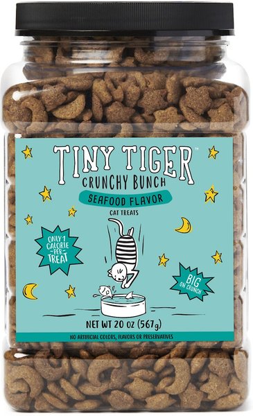 Tiny Tiger Crunchy Bunch, Fins of Fury, Seafood Flavor Cat Treats, 20-oz bag, bundle of 4 slide 1 of 7