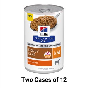 Hill's Prescription Diet k/d Kidney Care with Chicken Wet Dog Food, 13-oz, case of 12, bundle of 2