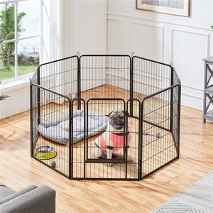 Yaheetech 8-Panel Wire Dog & Cat Exercise Playpen, 31.5-in