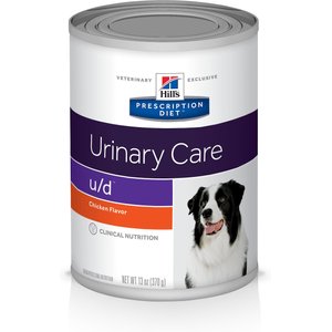 Hill's Prescription Diet u/d Urinary Care Chicken Flavor Wet Dog Food, 13-oz, case of 12, bundle of 2