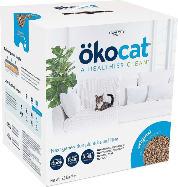 Okocat Original Premium Wood Clumping Cat Litter, 19.8-lb box, bundle of 2 slide 1 of 10