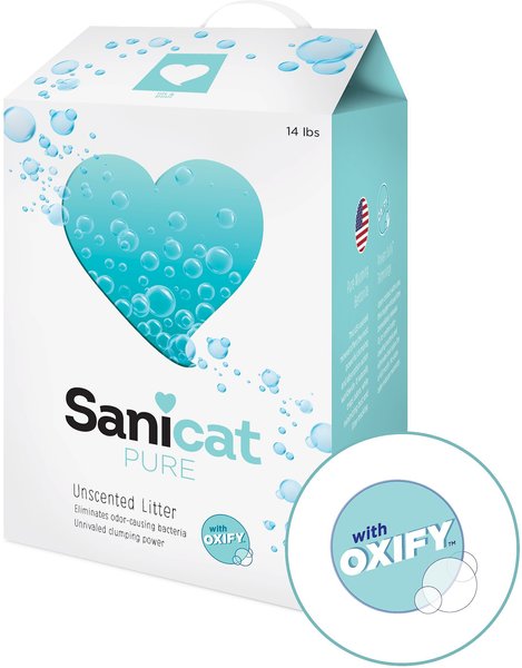 Sanicat Oxify Pure Unscented Clumping Clay Cat Litter, 14-lb box, bundle of 2 slide 1 of 2