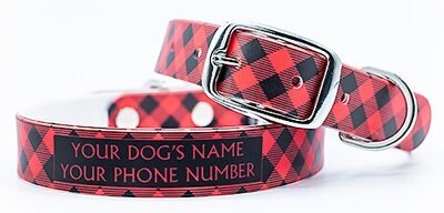 C4 Lumberjack Red Waterproof Hypoallergenic Personalized Dog Collar, slide 1 of 1