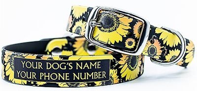 C4 Sunflowers Waterproof Hypoallergenic Personalized Dog Collar, slide 1 of 1
