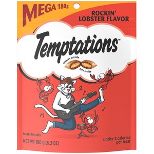 Temptations Rockin' Lobster Flavor Cat Treats, 6.3-oz bag, bundle of 2