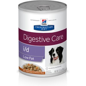 Hill's Prescription Diet i/d Digestive Care Low Fat Rice, Vegetable & Chicken Stew Wet Dog Food, 12.5-oz, case of 12, bundle of 2