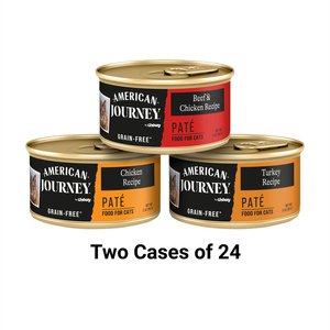 American Journey Pate Poultry & Beef Variety Pack Grain-Free Canned Cat Food, 3-oz, case of 24, bundle of 2