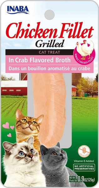 Inaba Ciao Grain-Free Grilled Chicken Fillet in Crab Flavored Broth Cat Treat, 0.9-oz pouch, bundle of 4 slide 1 of 3