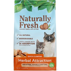Naturally Fresh Herbal Attraction Scented Clumping Walnut Cat Litter, 14-lb bag, bundle of 2