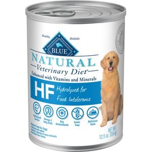 Blue Buffalo Natural Veterinary Diet HF Hydrolyzed for Food Intolerance Grain-Free Wet Dog Food, 12.5-oz, case of 12, bundle of 2
