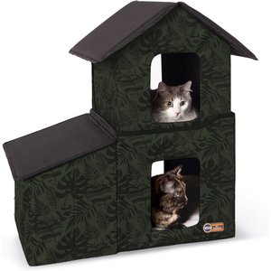 K&H Pet Products Unheated Two-Story Kitty House, Green Leaf
