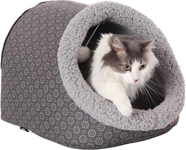 K&H Pet Products Unheated Thermo Cat Cave, Gray/Geo Flower slide 1 of 8