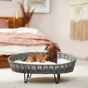 Frisco Elevated Rectangle Wicker Dog & Cat Bed with Eyelash Faux Fur Cushion, Medium