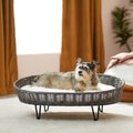 Frisco Elevated Rectangle Wicker Dog & Cat Bed with Eyelash Faux Fur Cushion, Large