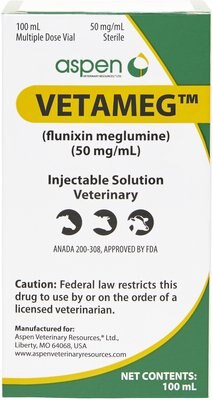 Vetameg (flunixin meglumine) Injectable for Horses & Livestock, 50mg/mL, slide 1 of 1