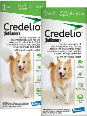 Credelio Chewable Tablet for Dogs, 25.1-50 lbs, (Green Box), slide 1 of 1