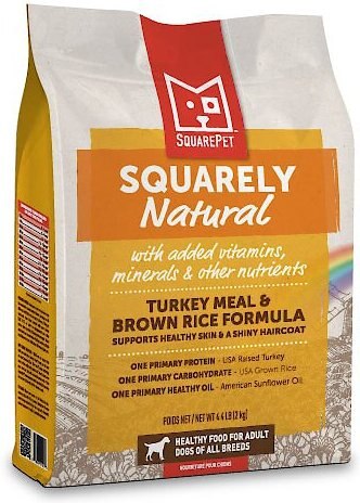 SquarePet Squarely Natural Turkey Meal & Brown Rice Formula Dry Dog Food, 4.4-lb bag slide 1 of 8