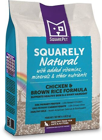 SquarePet Squarely Natural Chicken & Brown Rice Dry Cat Food, 4.4-lb bag slide 1 of 8