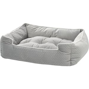 Mina Victory Quilted Bolster Dog Bed, Grey