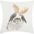 Mina Victory Trendy Bunny Ears Glitter Gold Throw Pillow