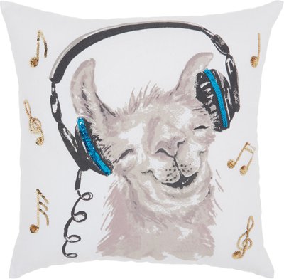 Mina Victory Trendy White Rockin' Llama Throw Pillow, slide 1 of 1