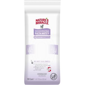 Nature's Miracle Lavender Deodorizing Dog Bath Wipes, 100 count