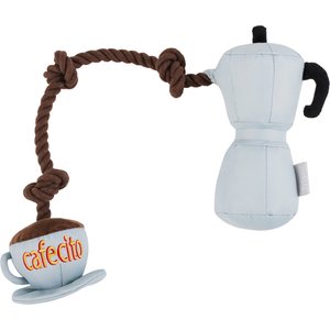 Frisco Brunch Coffee Pitcher Plush with Rope Squeaky Dog Toy