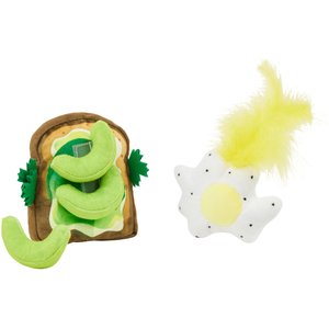 Frisco Brunch Avocado Toast & Egg Plush Cat Toy with Catnip, 2 count