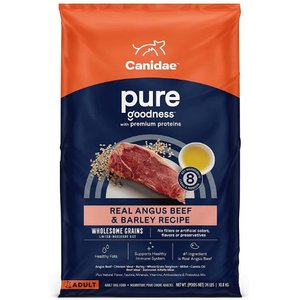 CANIDAE PURE with Wholesome Grains Real Angus Beef & Barley Recipe Adult Dry Dog Food, 4-lb bag