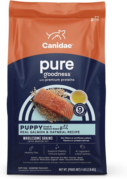 CANIDAE PURE with Wholesome Grains Real Salmon & Oatmeal Recipe Puppy Dry Dog Food, 4-lb bag slide 1 of 8