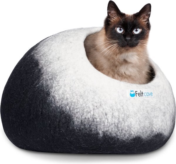 Feltcave Premium Cat Cave Covered Cat Bed, Medium, Black & White slide 1 of 6