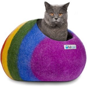 Feltcave Premium Cat Cave Covered Cat Bed, Medium, Rainbow