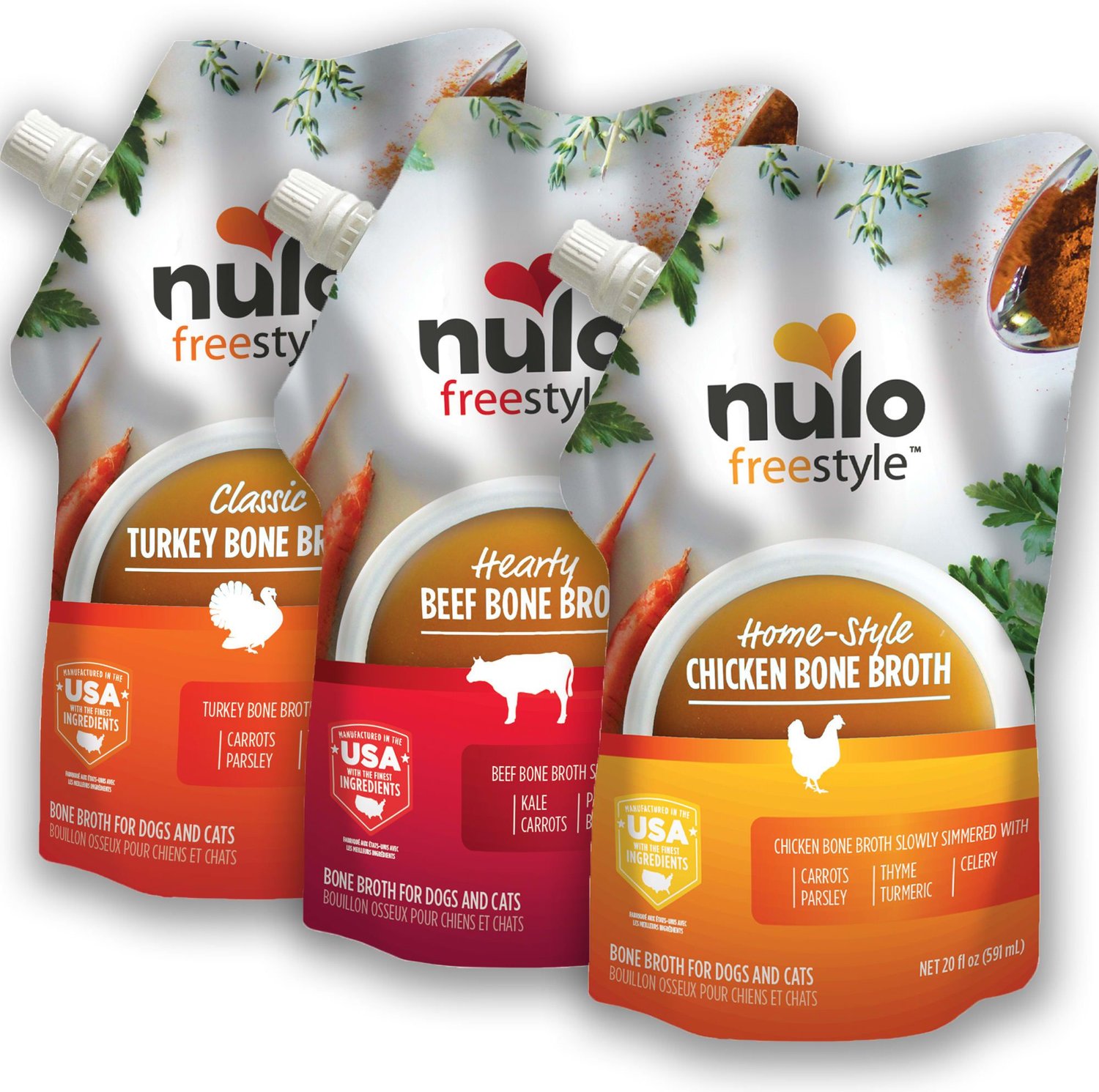 NULO FreeStyle GrainFree Bone Broth Variety Pack Dog & Cat Topper, 20