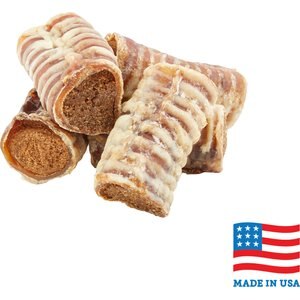 Bones & Chews Made in USA Cheese & Bacon Flavored Filled Beef Trachea Dog Treats, 10 count