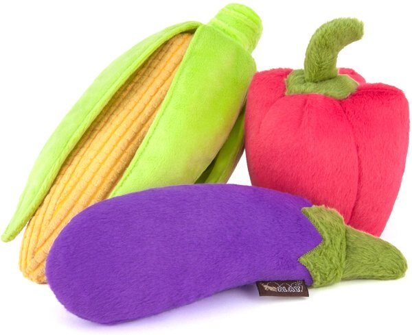 P.L.A.Y. Pet Lifestyle & You Farm Fresh Veggies Squeaky Dog Toy, 3 count slide 1 of 6