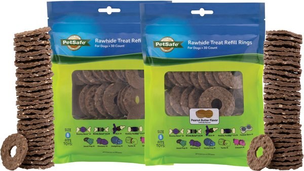 Busy Buddy Peanut Butter & Rawhide Variety Pack Refill Rings Dog Treat, 60 count, Medium slide 1 of 7