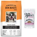 American Journey Active Life Formula Healthy Weight Chicken, Brown Rice & Vegetables Recipe Dry Dog Food, 28-lb bag + Tylee's Freeze-Dried Mixers for Dogs, Chicken & Salmon  Recipe, 18oz