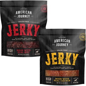 American Journey Beef Jerky Grain-Free Dog Treats, 6.5-oz bag + American Journey Chicken Jerky Grain-Free Dog Treats, 6.5-oz bag