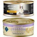 American Journey Indoor Pate Chicken Recipe Grain-Free Canned Cat Food, 5.5-oz, case of 24 + Blue Buffalo Freedom Indoor Adult Chicken Recipe Grain-Free Canned Cat Food, 5.5-oz, case of 24