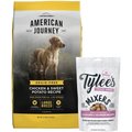 American Journey Large Breed Adult Chicken & Sweet Potato Recipe Grain-Free Dry Dog Food, 12-lb bag + Tylee's Freeze-Dried Mixers for Dogs, Chicken & Salmon  Recipe, 18oz