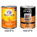 American Journey Pate Chicken Recipe Grain-Free Canned Cat Food, 12.5-oz, case of 12 + Wellness Complete Health Pate Chicken Entree Grain-Free Canned Cat Food, 12.5-oz, case of 12