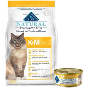 Blue Buffalo Natural Veterinary Diet K+M Kidney + Mobility Support Grain-Free Dry Cat Food, 7-lb bag + Blue Buffalo Natural Veterinary Diet K+M Kidney + Mobility Support Grain-Free Canned Cat Food, 5.5-oz, case of 24