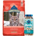 Blue Buffalo Wilderness Indoor Hairball & Weight Control Chicken Recipe Grain-Free Dry Cat Food, 11-lb bag + Blue Buffalo Bursts With Savory Seafood Cat Treats, 12-oz tub