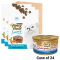 Fancy Feast Gravy Lovers Ocean Whitefish & Tuna Feast in Sauteed Seafood Flavor Gravy Canned Cat Food, 3-oz, case of 24 + Fancy Feast Savory Cravings Limited Ingredient Beef & Crab Flavor Cat Treats, 3-oz box, case of 3