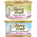 Fancy Feast Kitten Tender Turkey Feast Canned Cat Food, 3-oz, case of 24 + Fancy Feast Kitten Tender Ocean Whitefish Feast Canned Cat Food, 3-oz, case of 24