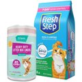 Frisco Heavy Duty Litter Box Liners, Jumbo, Unscented, 20 Ct + Fresh Step Febreze Scented Non-Clumping Clay Cat Litter, 14-lb bag